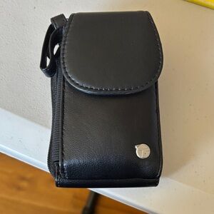 Travelon  Black Leather Compact cell phone wallet with Pewter Accent